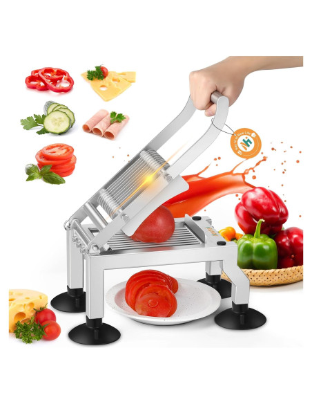 Cortador de Tomate Newhai Acero Inoxidable 10mm Manual con Ventosas Cortador de Tomate Newhai Acero Inoxidable 10mm Manual con Ventosas