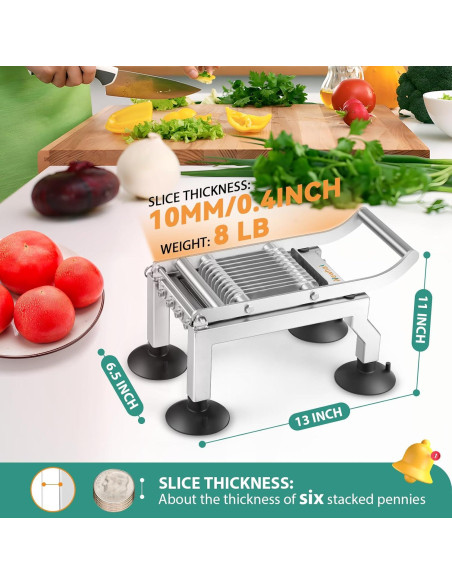 Cortador de Tomate Newhai Acero Inoxidable 10mm Manual con Ventosas Cortador de Tomate Newhai Acero Inoxidable 10mm Manual con Ventosas