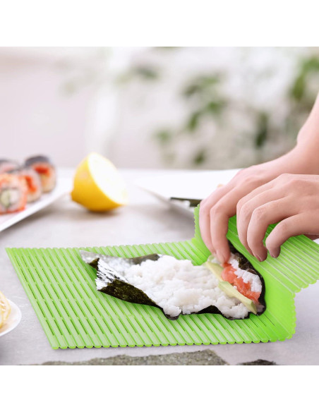 Juego de 3 Esteras de Sushi Hoolerry Plástico Verde 23x21cm Juego de 3 Esteras de Sushi Hoolerry Plástico Verde 23x21cm
