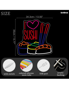 Letrero de Neón LED Amor Sushi Artlast 35x34.3 cm 2