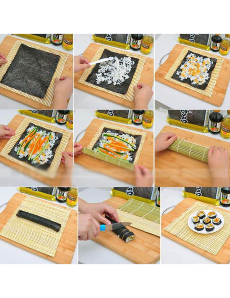 Kit de Sushi Gimbap Garasani - 2 Mates de Bambú 24x24 cm Kit de Sushi Gimbap Garasani - 2 Mates de Bambú 24x24 cm