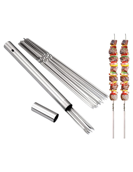 Pinchos de Kebab Reutilizables WILLBBQ 20PCS 33.5 cm Acero Inoxidable Pinchos de Kebab Reutilizables WILLBBQ 20PCS 33.5 cm Acero Inoxidable