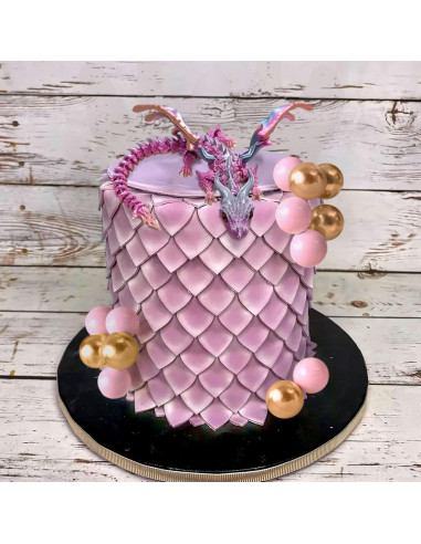 Adorno de pastel dragón 3D Roaring Good Time con huevos y bolas