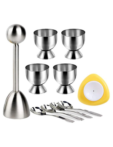 Juego de Soportes para Huevos Jawbush con Cucharas y Perforador