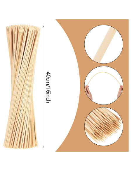 300 Palitos de Bambú 40 cm WSICSE para Asar y Manualidades 300 Palitos de Bambú 40 cm WSICSE para Asar y Manualidades