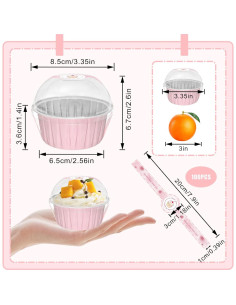 Paquete de 100 moldes desechables para cupcakes EXJEXJ - Rosa 2