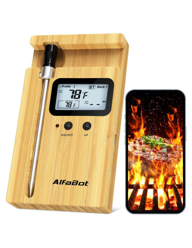 Termómetro de Carne Inalámbrico AlfaBot K2-01, Bluetooth, 160m