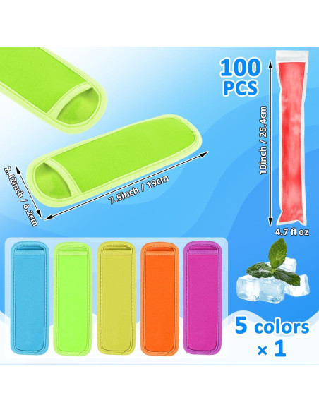 105 Moldes de Paletas RAINFLOW + 5 Fundas + 100 Bolsas Desechables 105 Moldes de Paletas RAINFLOW + 5 Fundas + 100 Bolsas Desechables