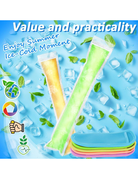 105 Moldes de Paletas RAINFLOW + 5 Fundas + 100 Bolsas Desechables 105 Moldes de Paletas RAINFLOW + 5 Fundas + 100 Bolsas Desechables
