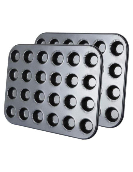 Molde para Mini Cupcakes Kingrol 24 Tazas Acero al Carbono Molde para Mini Cupcakes Kingrol 24 Tazas Acero al Carbono