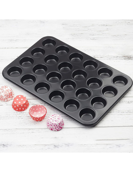 Molde para Mini Cupcakes Kingrol 24 Tazas Acero al Carbono Molde para Mini Cupcakes Kingrol 24 Tazas Acero al Carbono