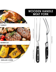 Tenedor de Tallado para Carne CHENGU 2 Piezas 30.48 cm Acero Inoxidable 2