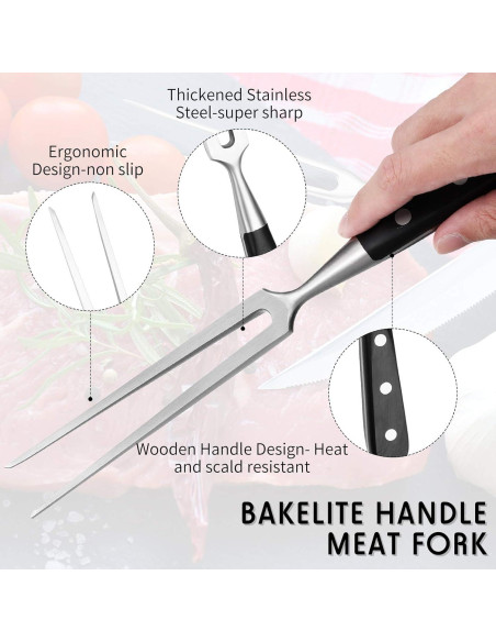 Tenedor de Tallado para Carne CHENGU 2 Piezas 30.48 cm Acero Inoxidable Tenedor de Tallado para Carne CHENGU 2 Piezas 30.48 cm Acero Inoxidable