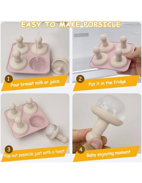 Moldes de Paletas de Silicona Socub - 4 Cavidades para Bebés Moldes de Paletas de Silicona Socub - 4 Cavidades para Bebés
