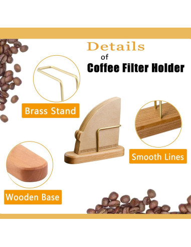 Soporte para Filtros de Café V60 DEYIMAN - Madera y Latón, 40 Filtros
