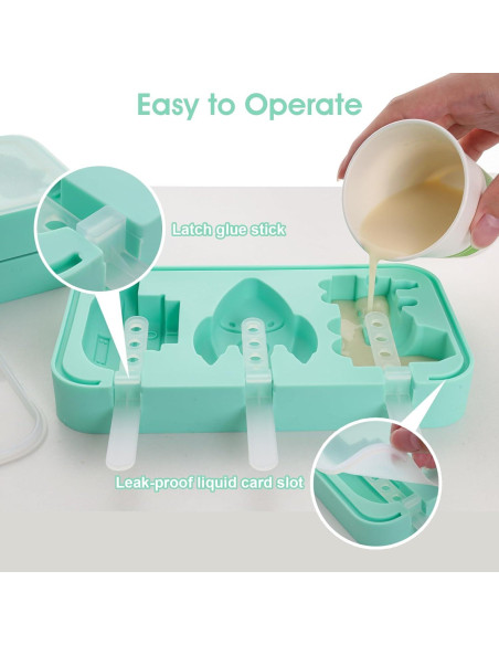 Molde de Silicona para Helados Fumwase 3 Piezas Verde Molde de Silicona para Helados Fumwase 3 Piezas Verde