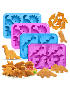 Moldes de Silicona para Nuggets de Dinosaurio Palksky - 4 Pcs