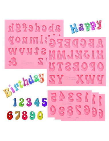 Moldes de Silicona para Chocolate BTYMS - Letras y Números 5 Piezas