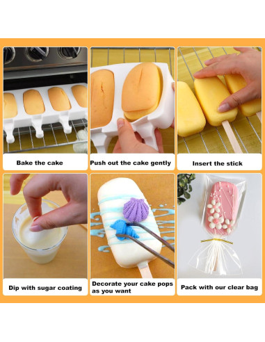 Kit de Moldes para Cake Pop Juome - 2 Moldes Silicona 8 Cavidades