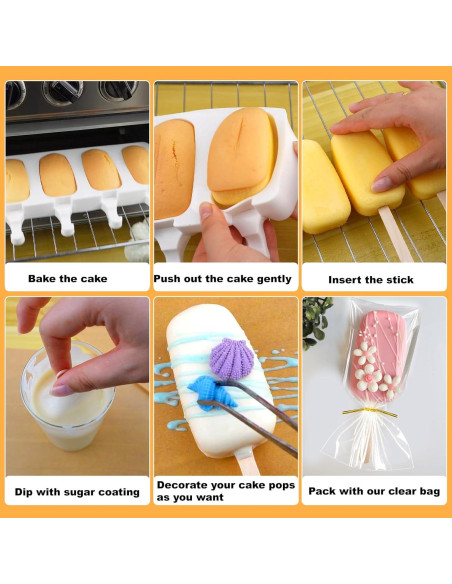 Kit de Moldes para Cake Pop Juome - 2 Moldes Silicona 8 Cavidades Kit de Moldes para Cake Pop Juome - 2 Moldes Silicona 8 Cavidades
