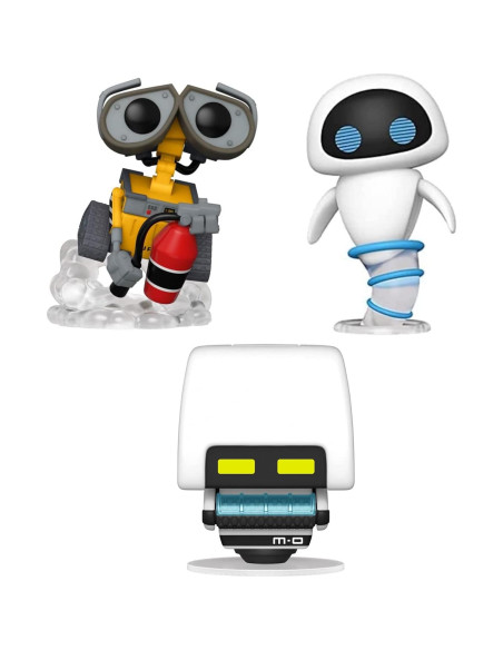 Conjunto de 3 Figuras Funko Pop Wall-E, Eve y Mo Conjunto de 3 Figuras Funko Pop Wall-E, Eve y Mo