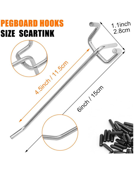 Ganchos para Tablero Perforado Scartink 15.24 cm - Paquete de 20 Ganchos para Tablero Perforado Scartink 15.24 cm - Paquete de 20