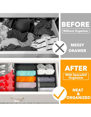 Organizador de Cajones SpaceAid 12 Piezas Negro Multitamaño
