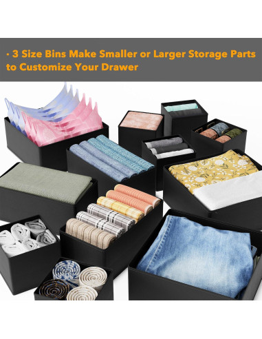 Organizador de Cajones SpaceAid 12 Piezas Negro Multitamaño