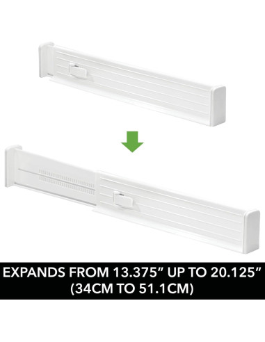 Divisor Expandible para Cajones mDesign - Paquete de 4, Blanco