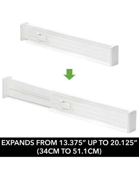 Divisor Expandible para Cajones mDesign - Paquete de 4, Blanco Divisor Expandible para Cajones mDesign - Paquete de 4, Blanco