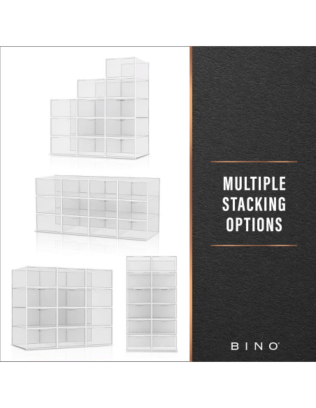 BINO Juego de 12 Cajas de Zapatos Apilables Transparentes BINO Juego de 12 Cajas de Zapatos Apilables Transparentes