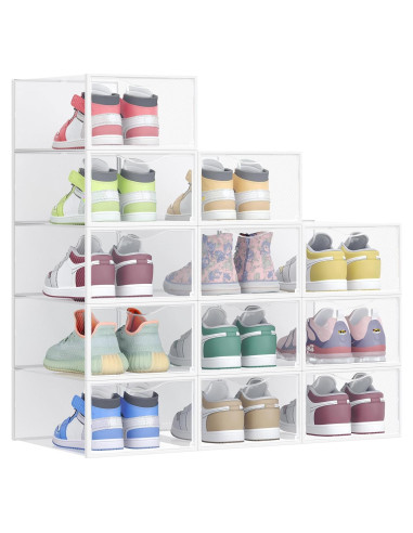 Cajas Apilables para Zapatos SONGMICS, Set de 12, 23x33.2x14.5 cm