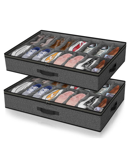 Organizador de Zapatos Bajo la Cama Besslly - 32 Pares, Gris Organizador de Zapatos Bajo la Cama Besslly - 32 Pares, Gris