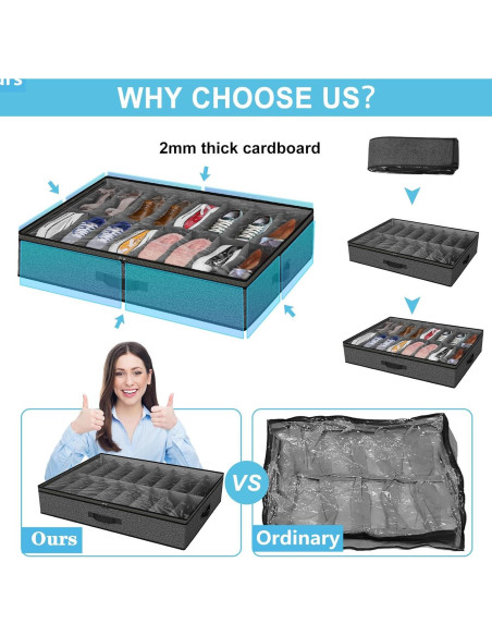 Organizador de Zapatos Bajo la Cama Besslly - 32 Pares, Gris Organizador de Zapatos Bajo la Cama Besslly - 32 Pares, Gris