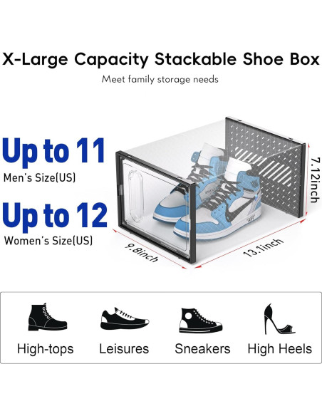 Organizador de Zapatos eWonLife X-Large 12 Cajas Apilables Negro Organizador de Zapatos eWonLife X-Large 12 Cajas Apilables Negro