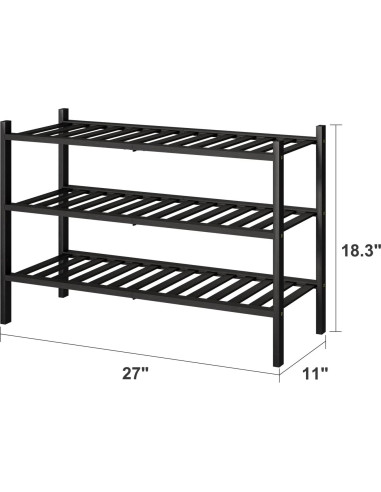 Estante para zapatos negro de 3 niveles Viewcare apilable