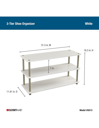 Estante organizador de 3 niveles ClosetMaid para zapatos blanco