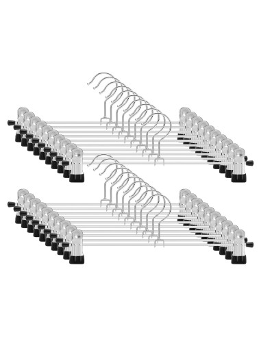 Perchas para Pantalones IEOKE, Paquete de 12 Clips Metal Negro