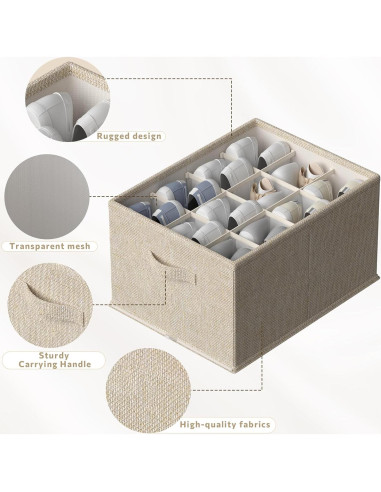 Organizador de Zapatos FHSQX 2 Pack Plegable Beige 24 Pares