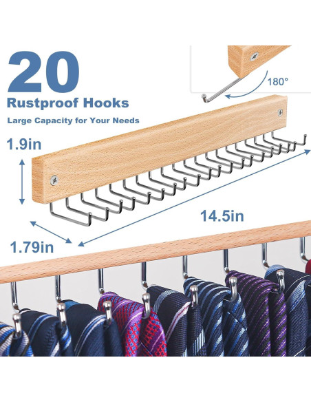 Organizador de Corbatas y Cinturones OTECKK con 20 Ganchos Organizador de Corbatas y Cinturones OTECKK con 20 Ganchos