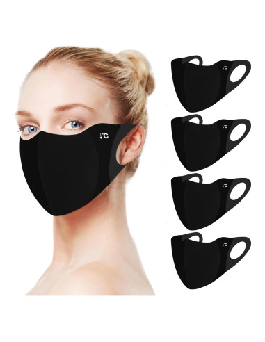 Mascarilla Facial Reutilizable UV 4 Piezas Unisex Negro