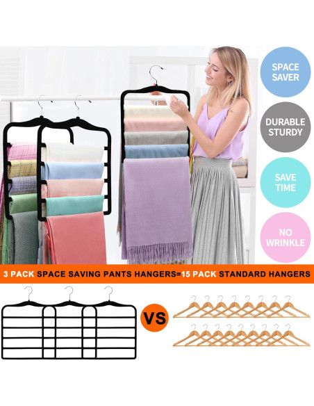 Perchas para Pantalones CLODSPAC, 5 en 1, Antideslizantes Perchas para Pantalones CLODSPAC, 5 en 1, Antideslizantes