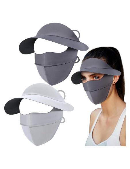 Geyoga 2 Sombreros de Sol con Máscara Facial UV para Verano Geyoga 2 Sombreros de Sol con Máscara Facial UV para Verano