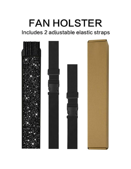 Abanico Plegable Grande Raveahem Negro 63cm con Funda Abanico Plegable Grande Raveahem Negro 63cm con Funda