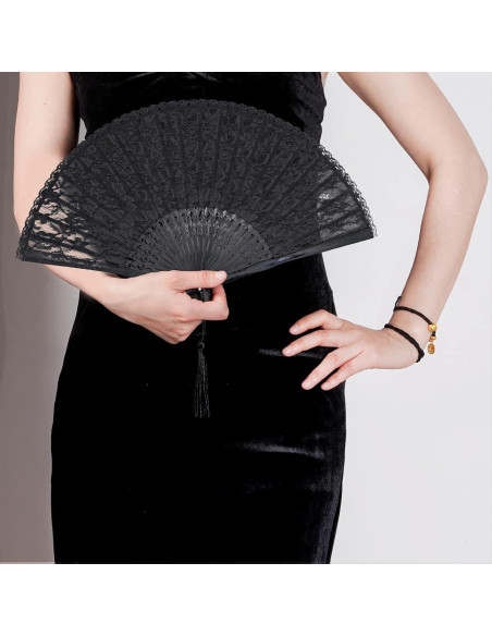 Abanico de Mano Plegable Choyaxo de Encaje Negro 40 cm Abanico de Mano Plegable Choyaxo de Encaje Negro 40 cm