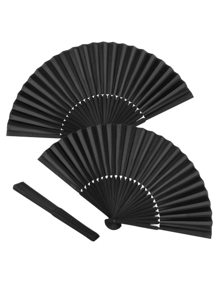 Abanico Plegable de Seda y Bambú Tkocisa Negro 21cm Abanico Plegable de Seda y Bambú Tkocisa Negro 21cm