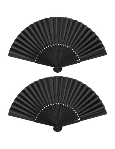 Abanico Plegable de Seda y Bambú Tkocisa Negro 21cm