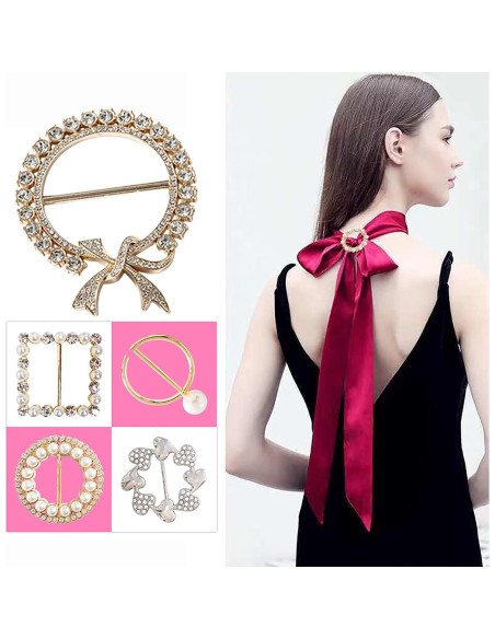Clips de Bufanda y Corbata TXZWJZ - 12 Piezas con Perlas y Strass Clips de Bufanda y Corbata TXZWJZ - 12 Piezas con Perlas y Strass