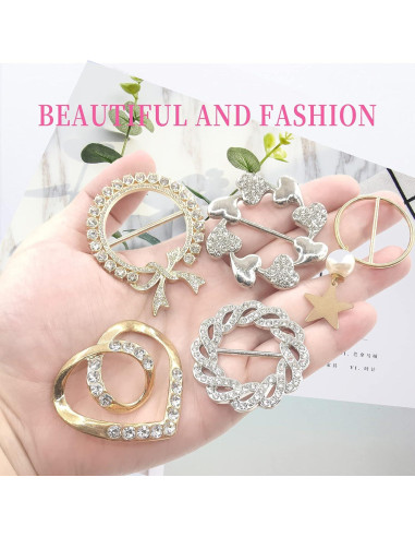 Clips de Bufanda y Corbata TXZWJZ - 12 Piezas con Perlas y Strass