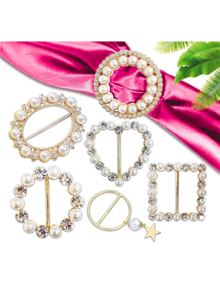 Clips de Bufanda y Corbata TXZWJZ - 12 Piezas con Perlas y Strass Clips de Bufanda y Corbata TXZWJZ - 12 Piezas con Perlas y Strass